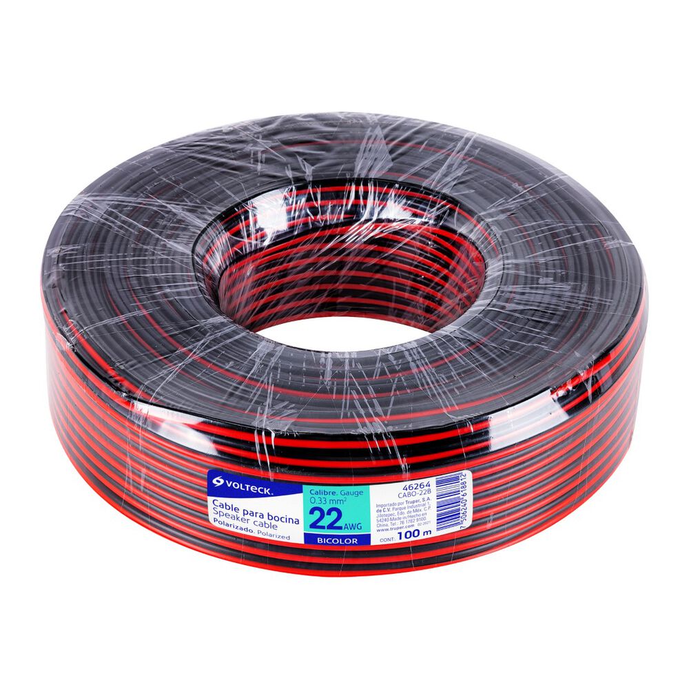 Cable Para Parlantes Bicolor 22 Awg 100mts Volteck image number 0.0